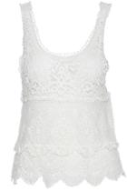 Romwe Hollow-out Lace Crochet White Vest