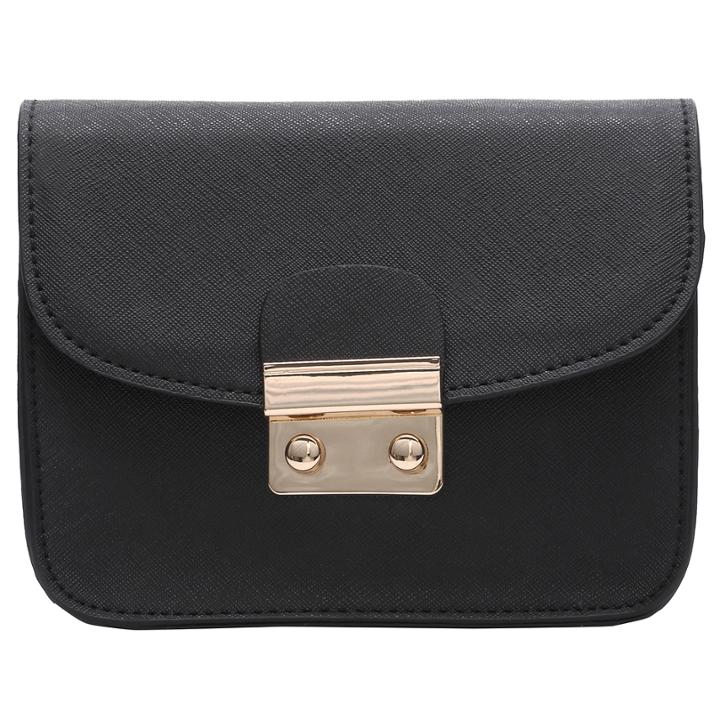Romwe Black Push Lock Chain Cross Body Bag