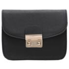 Romwe Black Push Lock Chain Cross Body Bag
