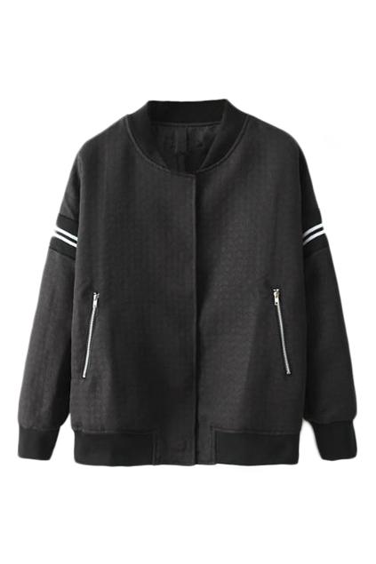 Romwe Striped Black Jacket