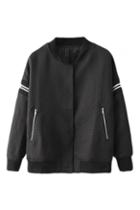 Romwe Striped Black Jacket