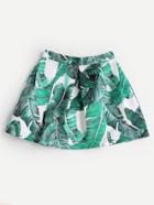 Romwe Palm Leaf Random Foldover Skirt