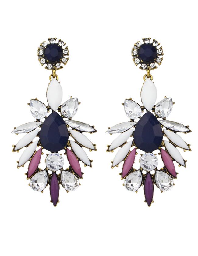 Romwe Rhinestone Hanging Shourouk Earrings