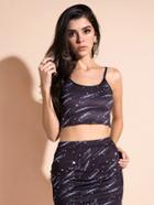 Romwe Galaxy Print Crop Cami Top With Skirt