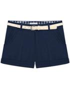Romwe With Pockets Cuff Navy Shorts
