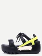 Romwe Yellow Peep Toe Lace-up Platform Sandals