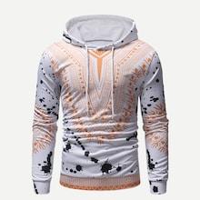 Romwe Men Geometric & Brush Strokes Print Hoodie