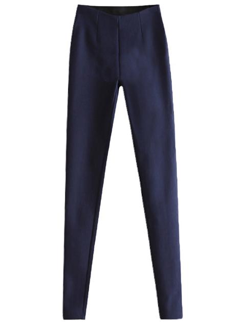 Romwe Side Zipper Slim Navy Pant