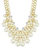 Romwe Latest Design Multilayers Statement White Imitation Pearl Necklace