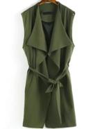 Romwe Drape Front Belt Vest