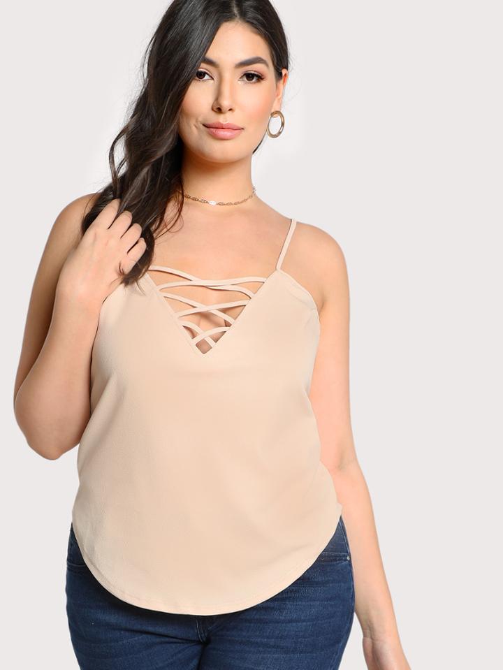 Romwe Crisscross Front Cami Top