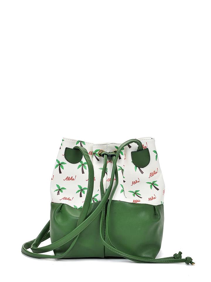 Romwe Palm Tree Print Pu Shoulder Bag