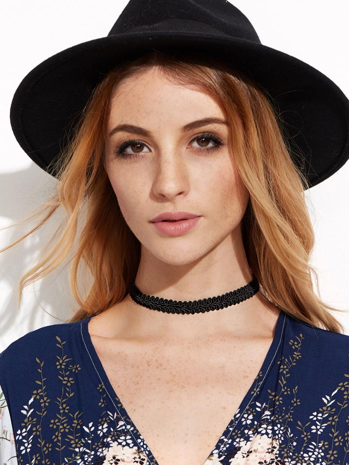Romwe Black Basic Elastic Choker Necklace