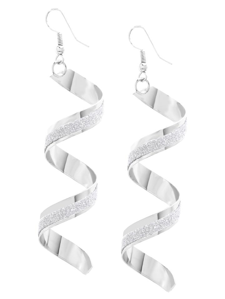 Romwe Silver Twisted Matte Drop Earrings