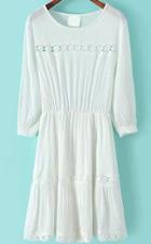 Romwe With Lace Crochet Hollow Pleated Dress