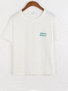 Romwe Letter Print Patch T-shirt