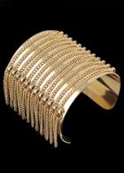 Romwe Gold With Tassel Cuff Bracelet