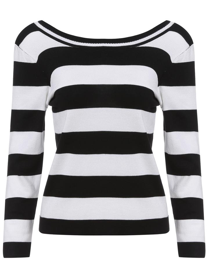 Romwe V Back Striped Knitwear