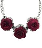 Romwe Silver Chain Rose Necklace