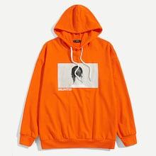 Romwe Men Drawstring Graphic Print Hoodie
