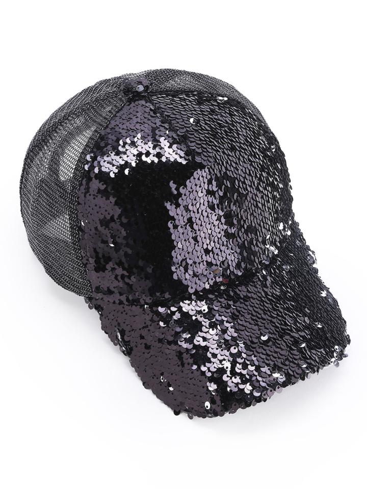 Romwe Sequin Detail Baseball Hat