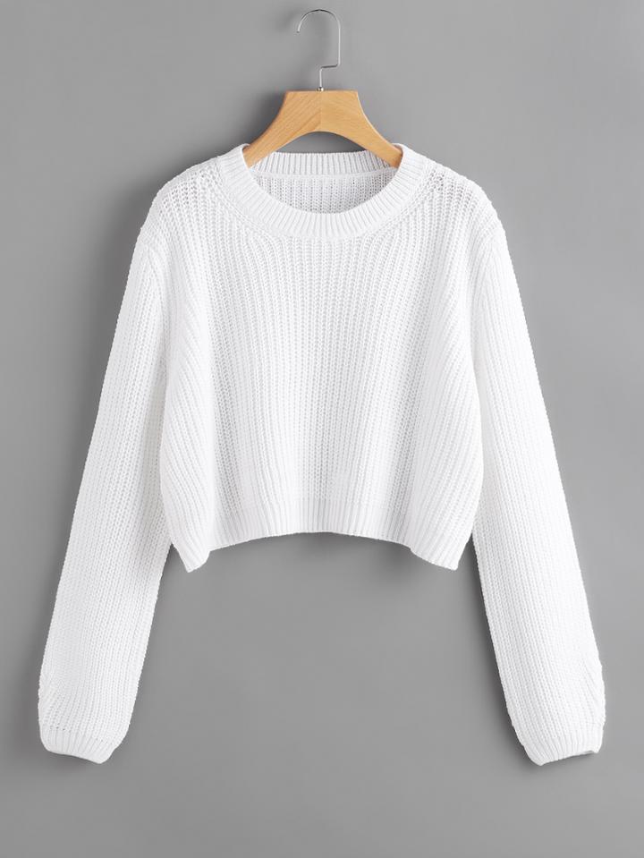 Romwe Loose Fit Crop Jumper