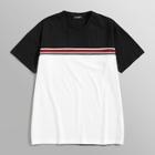 Romwe Guys Color Block Striped Tee