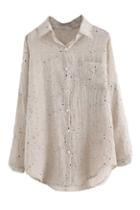 Romwe Colorful Polka Dots Print Rolled-hems Shirt