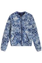 Romwe Floral Print Blue Jacket