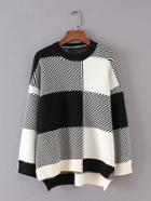 Romwe Asymmetrical Check Sweater