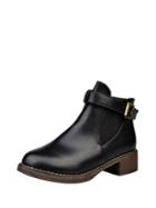 Romwe Side Buckle Pu Elastic Ankle Boots