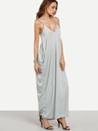 Romwe Grey Spaghetti Strap Plain Maxi Dress