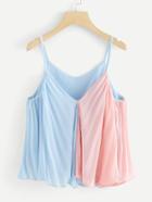 Romwe Color Block Chiffon Pleated Cami Top