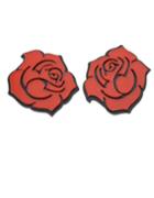 Romwe Acrylic Made Rose Flower Earrings