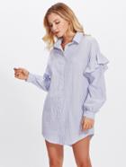 Romwe Flounce Embellished Sleeve Shirt Dress