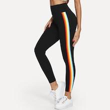 Romwe Wide Waistband Stripe Side Leggings