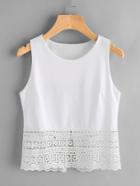 Romwe Contrast Crochet Hollow Out Slit Back Tank Top