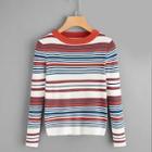 Romwe Striped Ribbed Jumper