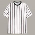 Romwe Guys Contrast Neck Striped Top