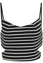 Romwe Spaghetti Strap Cut Out Striped Cami Top