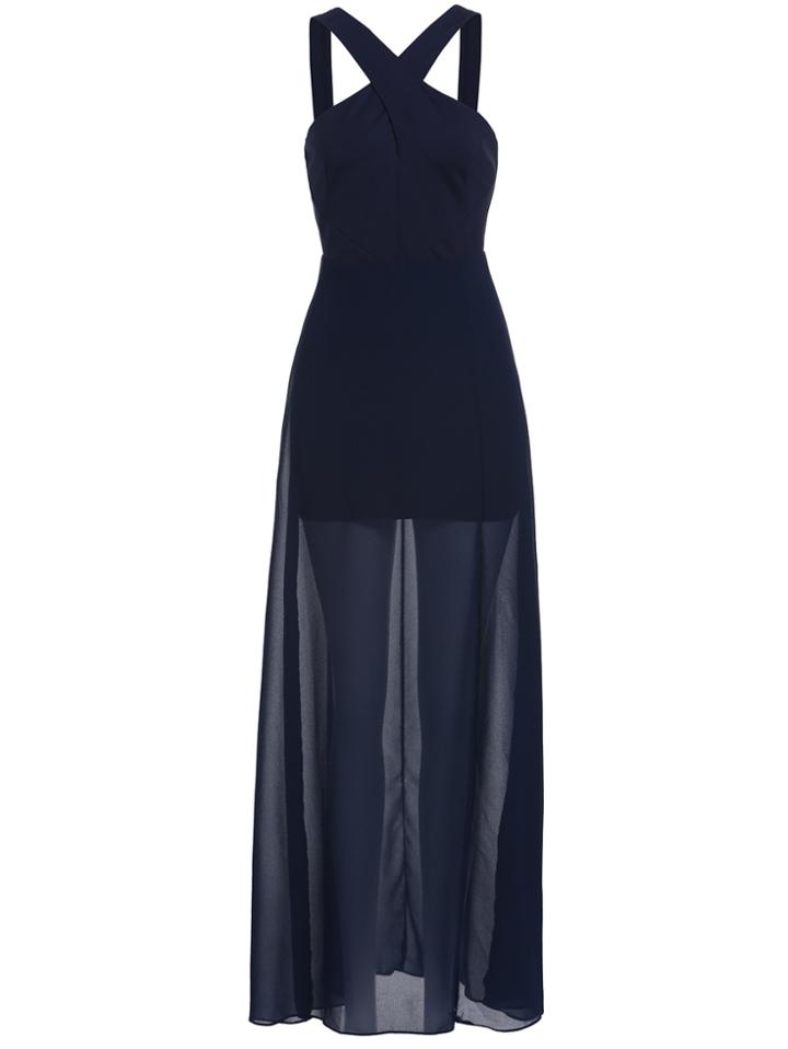 Romwe Criss Cross Maxi Dress