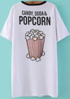 Romwe Popcorn Print Loose T-shirt