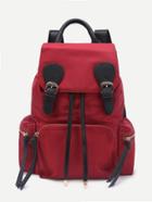 Romwe Double Buckle Side Pocket Nylon Backpack