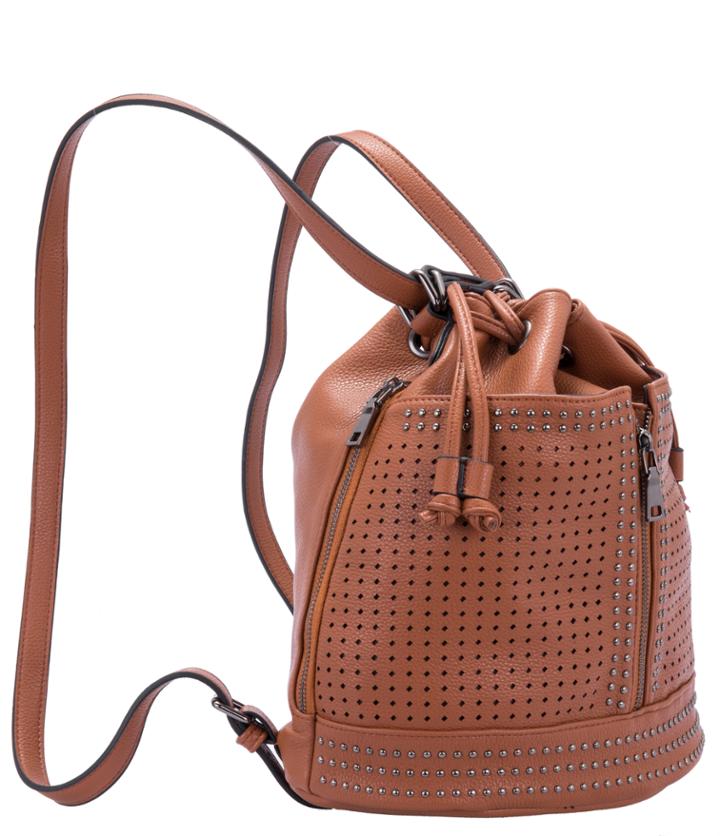Romwe Yellow Hollow Bead Pu Backpack
