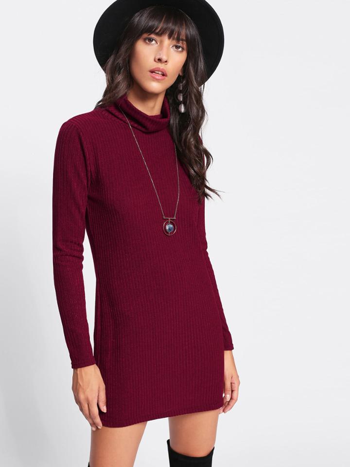 Romwe Ribbed Sheath Dress