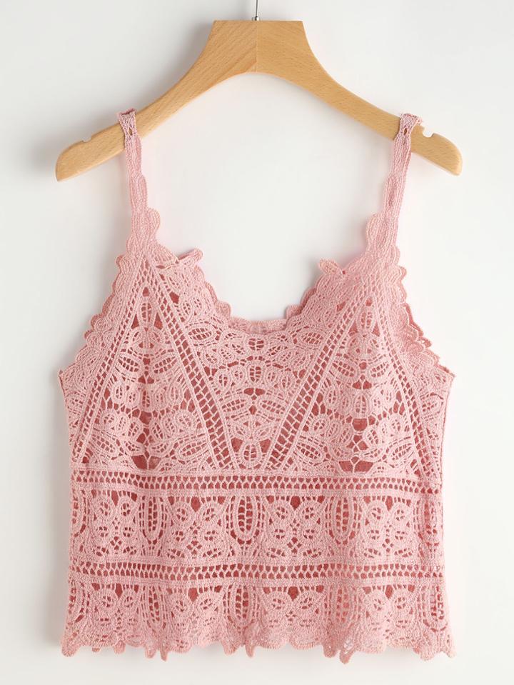 Romwe Crochet Lace Cami Top