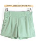 Romwe Waves Pockets Green Shorts