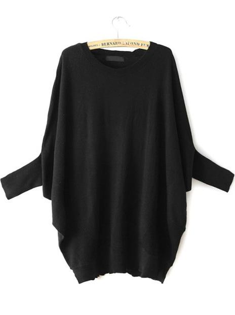 Romwe Black Batwing Sleeve Loose Knit Sweater