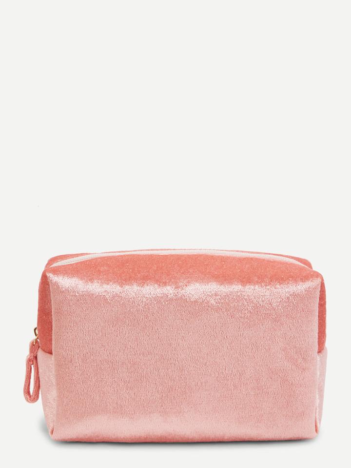Romwe Velvet Zipper Makeup Bag