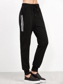 Romwe Striped Side Drawstring Pants